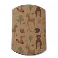 berlingot marron carton papier kraft pour une fête d'anniversaire avec motif avec des animaux ( ours, lapin, renard, herisson, )