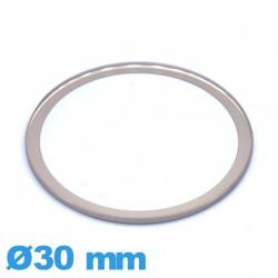 Verre circulaire verre minéral 30 mm plat bordure dorée pour montre