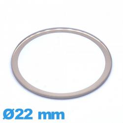 Verre circulaire en verre minéral 22 mm plat avec bordure dorée pour montre