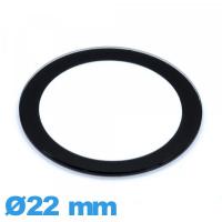 Verre bordure noire circulaire plat 22 mm verre minéral montre