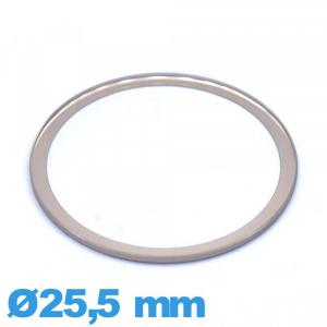 Verre plat en verre minéral circulaire 25,5 mm montre avec bordure dorée