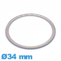 Verre 34 mm montre plat circulaire bordure dorée en verre minéral