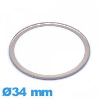 Verre 34 mm montre plat circulaire bordure dorée en verre minéral