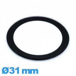 Verre bordure noire circulaire plat 31 mm en verre minéral de montre