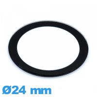 Verre circulaire 24 mm plat montre en verre minéral avec bordure noire