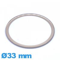 Verre pour montre en verre minéral circulaire avec bordure dorée 33 mm plat