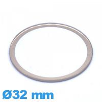Verre montre verre minéral circulaire avec bordure dorée 32 mm plat