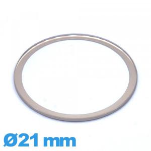 Verre circulaire verre minéral 21 mm plat bordure dorée de montre