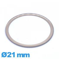 Verre circulaire verre minéral 21 mm plat bordure dorée de montre