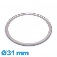 Verre 31 mm montre plat circulaire avec bordure dorée verre minéral