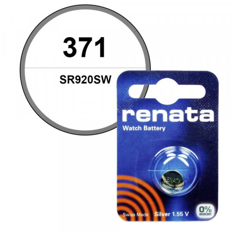 Pile Renata 371 / SR920SW - Oxyde D'argent 1,55V - Pour Montres, Calculatrices, Appareils Médicaux - Lot De 1