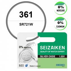 Batterie pour montre 361 Seiko (Seizaiken) 1,55 V oxyde d'argent