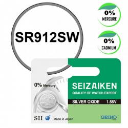 Batterie de montre Seizaiken (Seiko) SR912SW 1,55 V oxyde d'argent
