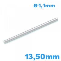 Barre droite taille 13,50mm pour montre acier inoxydable