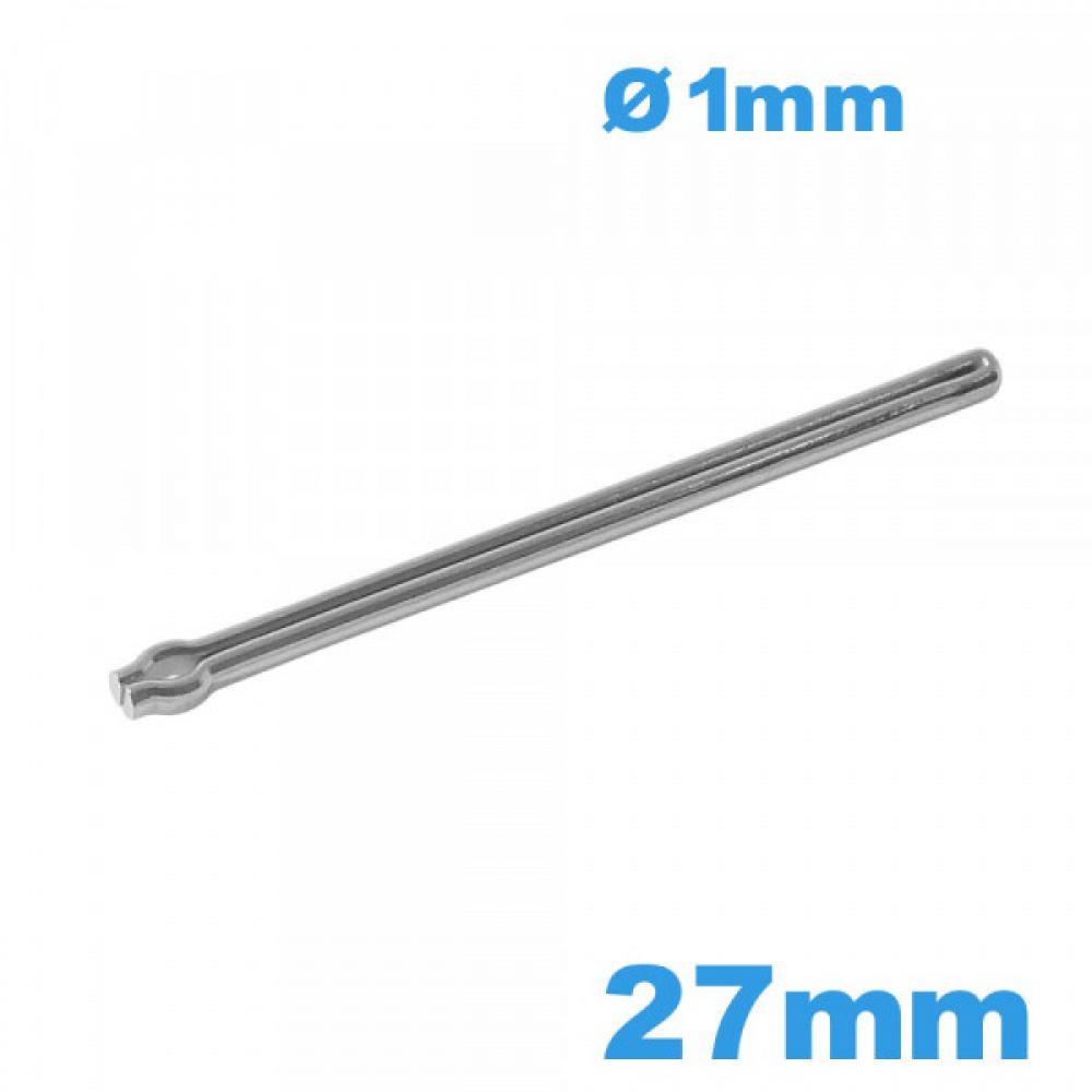 Goupille fendue pour bracelet montre argentée 27 mm diam 1mm