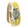 Montre pas chère femme long bracelet cuir jaune