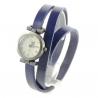 Montre femme pas chère long bracelet bleu cuir