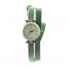 Montre pas chère femme bracelet cuir double tour vert