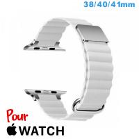 Bracelet 38mm Blanc de montre pour Apple Watch Cuir Micro Fibre