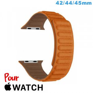 Bracelet Cuir Micro Fibre Orange pour montre pour Apple Watch 42mm