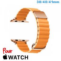 Bracelet Cuir Micro Fibre 38 mm Jaune de montre pour Apple Watch