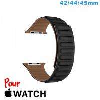 Bracelet Cuir Micro Fibre Noir de montre pour Apple Watch 42 mm