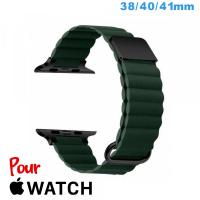 Bracelet Cuir Micro Fibre Vert fonce montre pour Apple Watch 38mm