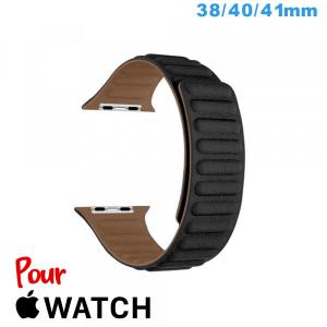 Bracelet Cuir Micro Fibre 38 mm Noir montre pour Apple Watch