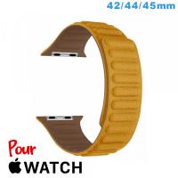 Bracelet Cuir Micro Fibre Jaune montre Apple Watch 42mm