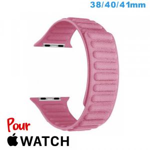 Bracelet Cuir Micro Fibre Rose pour montre pour Apple Watch 38mm