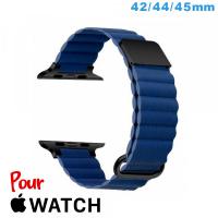 Bracelet montre pour Apple Watch Bleu Cuir Micro Fibre
