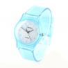 Montre femme enfant pas chère plastique transparent bleu