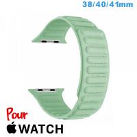 Bracelet montre pour Apple Watch 38mm Vert Cuir Micro Fibre