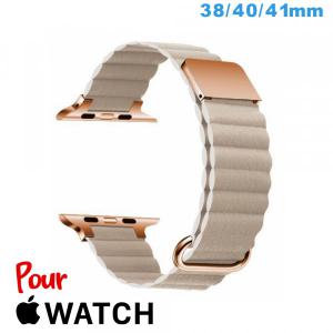 Bracelet pour montre Apple Watch Beige Cuir Micro Fibre 38 mm