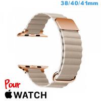 Bracelet pour montre Apple Watch Beige Cuir Micro Fibre 38 mm