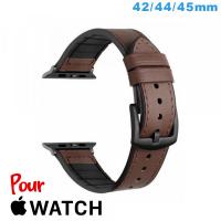 Bracelet pour montre pour Apple Watch 42mm Marron foncé Cuir