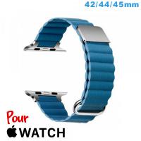 Bracelet Cuir Micro Fibre 42 mm Bleu clair pour montre Apple Watch