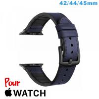 Bracelet Cuir 42mm Bleu montre Apple Watch