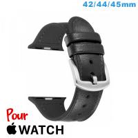 Bracelet de montre pour Apple Watch Noir Cuir 42mm