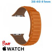 Bracelet pour montre Apple Watch Orange Cuir Micro Fibre 38mm