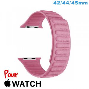 Bracelet 42 mm Rose montre pour Apple Watch Cuir Micro Fibre