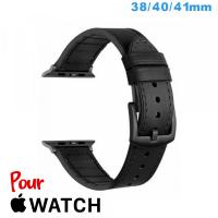 Bracelet de montre pour Apple Watch 38 mm Noir Cuir