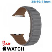 Bracelet Cuir Micro Fibre Gris montre Apple Watch 38 mm