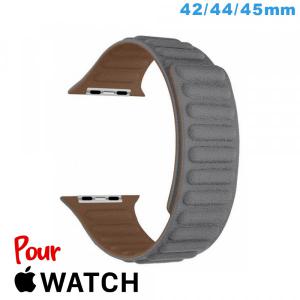 Bracelet 42mm Gris montre pour Apple Watch Cuir Micro Fibre