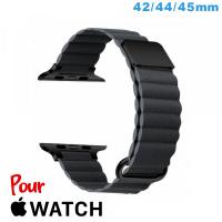 Bracelet Cuir Micro Fibre 42mm Gris anthracite pour montre pour Apple Watch
