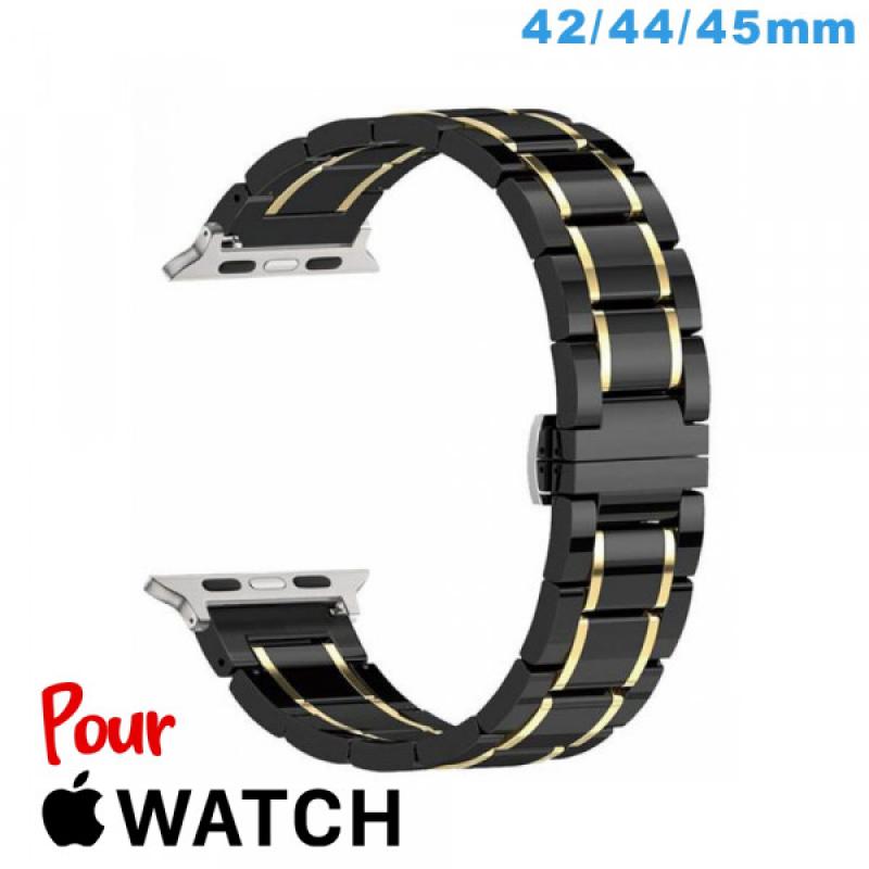 Bracelet Large En Acier Titane Avec Cœur Maillons Céramique Blanc - Chic Et Neuf Avec étiquettes