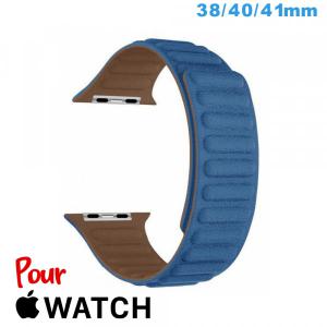 Bracelet Cuir Micro Fibre Bleu montre Apple Watch 38mm