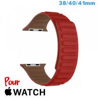 Bracelet montre pour Apple Watch Rouge Cuir Micro Fibre