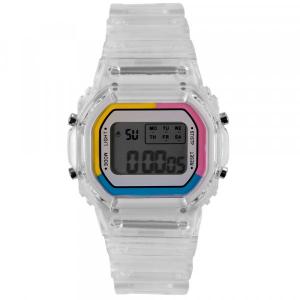 Montre Digitale Femme Homme Ado Transparente Blanche