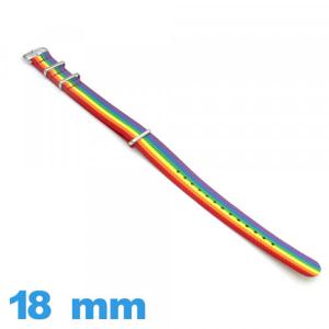 Bracelet LGBT Arc en Ciel NATO pour Montre 18 mm